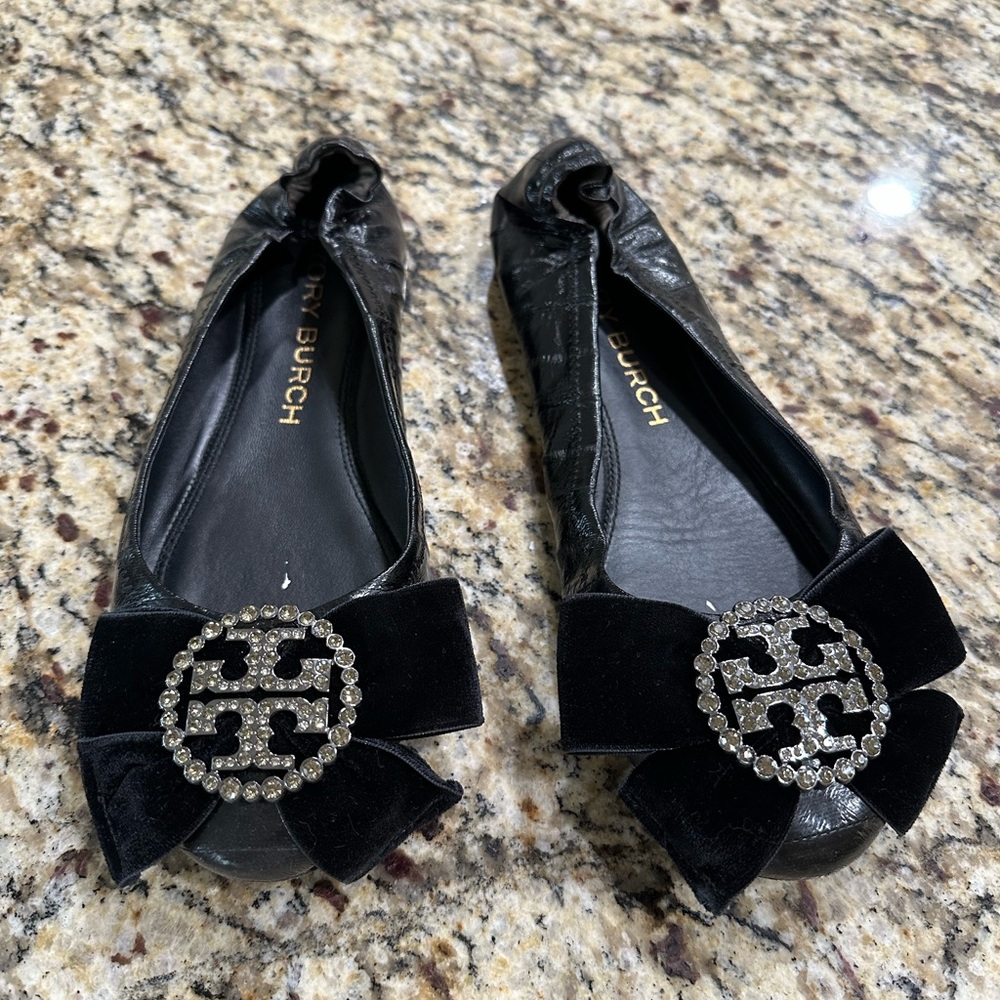 Tory Burch embellished ballet flat, navy blue, sz 9.5